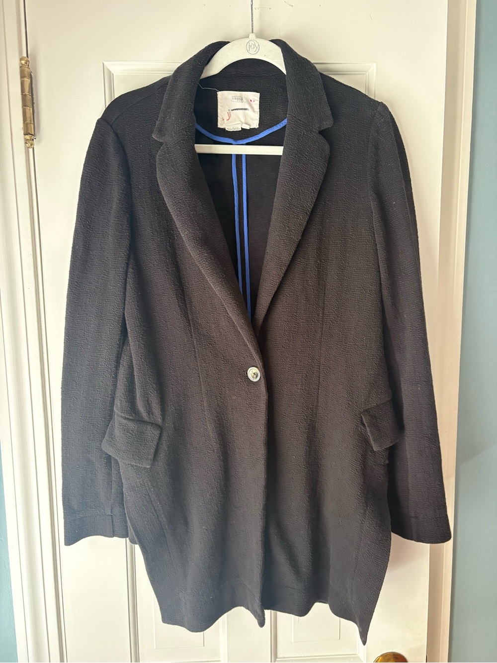 Anthropologie Women's Black Single-Button Blazer Coat